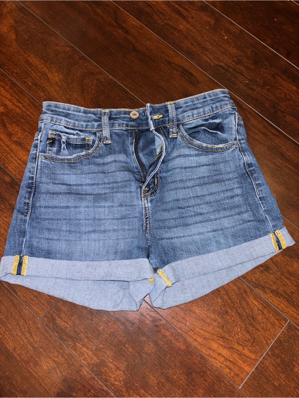 KanCan Blue Rolled-Hem Denim Shorts